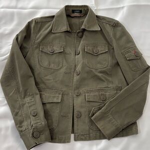 Vintage J. Crew Khaki Military Utility Field Jacket Cotton Twill